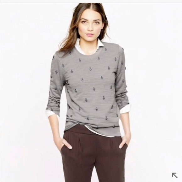 J.Crew jeweled sweatshirt, size extra small, gray - Picture 1 of 4
